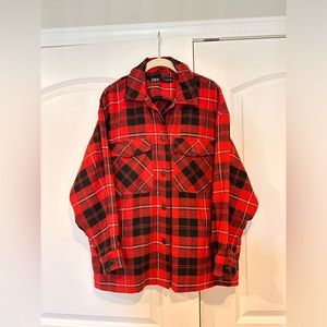 Red Plaid Shacket - size L